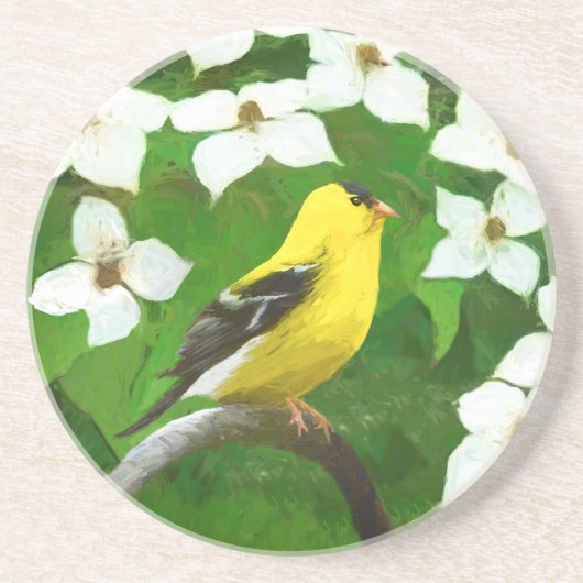 Goldfinch 絵画's – かわいいオリジナルドッグアート コースター (正面)
