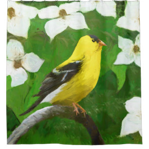 Goldfinch 絵画's – かわいいオリジナルドッグアート シャワーカーテン