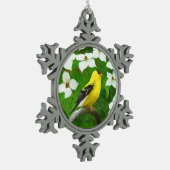 Goldfinch 絵画's – かわいいオリジナルドッグアート スノーフレークピューターオーナメント (左)