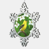 Goldfinch 絵画's – かわいいオリジナルドッグアート スノーフレークピューターオーナメント (右)