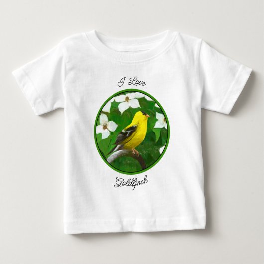 Goldfinch 絵画's – かわいいオリジナルドッグアート ベビーTシャツ (正面)