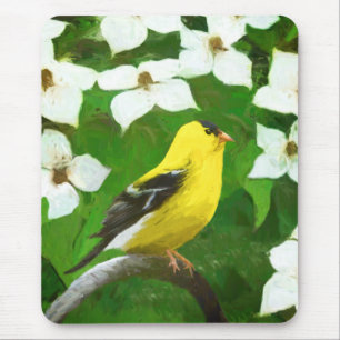 Goldfinch 絵画's – かわいいオリジナルドッグアート マウスパッド