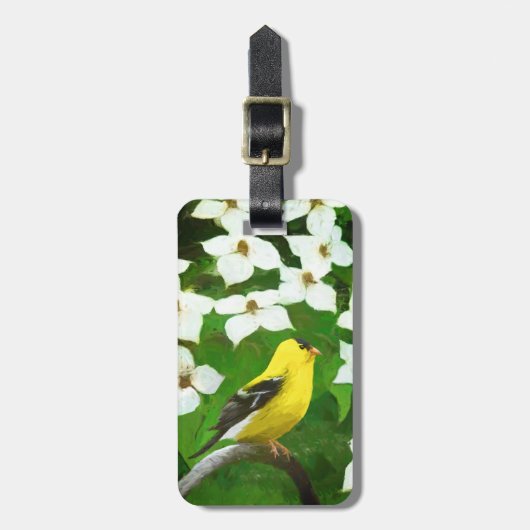 Goldfinch 絵画's – かわいいオリジナルドッグアート ラゲッジタグ (正面縦)