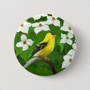 Goldfinch 絵画's – かわいいオリジナルドッグアート 缶バッジ