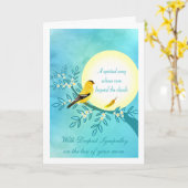 Goldfinch Birdの母を失う悔やみや弔慰 カード (黄色い花)