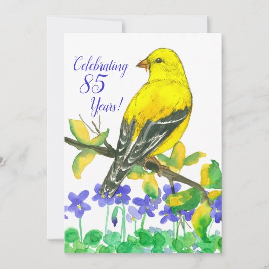 Goldfinch Bird 85th Birthday Party招待 招待状 (正面)
