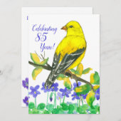 Goldfinch Bird 85th Birthday Party招待 招待状 (正面/裏面)