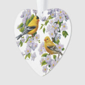 Goldfinch Birds & Flowers U-Pick背景色 オーナメント (正面)