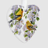 Goldfinch Birds & Flowers U-Pick背景色 オーナメント (正面)