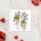 Goldfinch Birds & Flowers U-Pick背景色 スタンダードカクテルナプキン (インサイチュ)