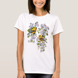 Goldfinch Birds & Flowers U-Pick背景色 Tシャツ