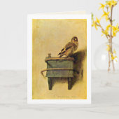 Goldfinch。 Carel Fabritius著 カード (黄色い花)