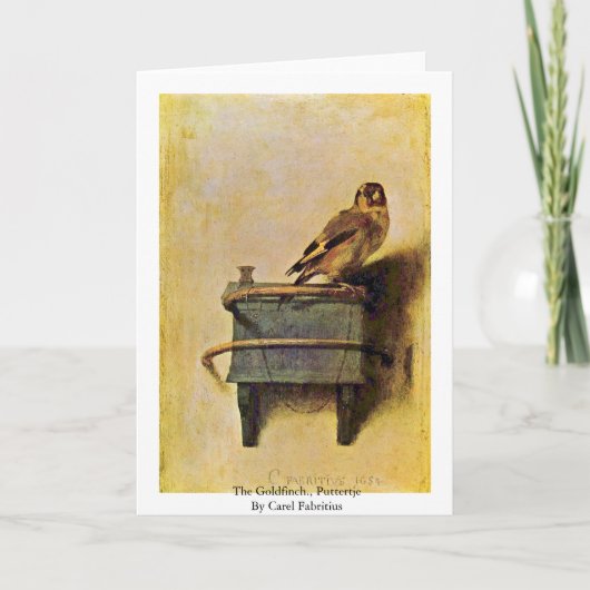 Goldfinch。、Carel Fabritius著Puttertje カード (正面)