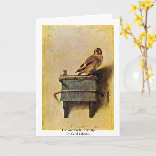 Goldfinch。、Carel Fabritius著Puttertje カード (黄色い花)