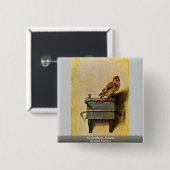 Goldfinch。、Carel Fabritius著Puttertje 缶バッジ (正面&裏面)