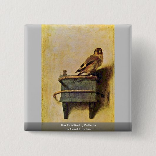 Goldfinch。、Carel Fabritius著Puttertje 缶バッジ (正面)