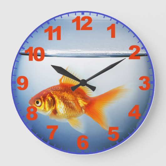 GoldFishボウルの数字と時計 ラージ壁時計 (正面)