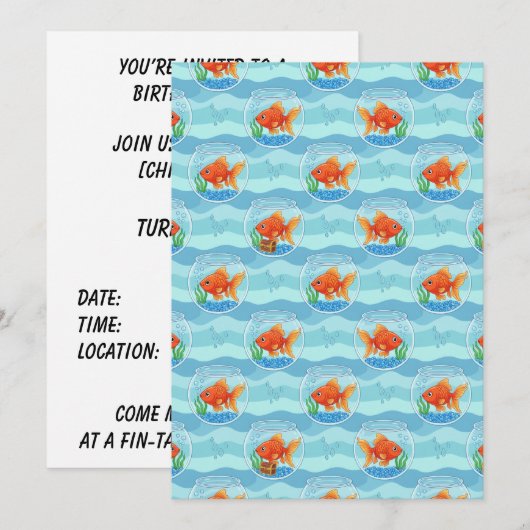 Goldfish Birthday Party Invitation 招待状 (正面/裏面)