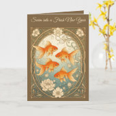 Goldfish Harmony Nowruz Celebration カード (黄色い花)