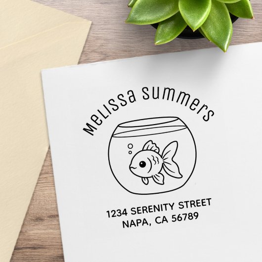 Goldfish in a Fish Bowl Arch Address ラバースタンプ