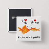 Goldfish in love Iハート 缶バッジ (正面&裏面)