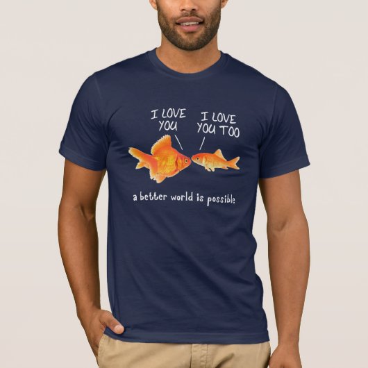 Goldfish in love Iハート Tシャツ (正面)