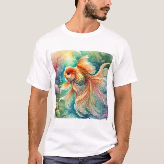 Goldfish in Tranquil Waters 240824AREF111 - Waterc Tシャツ (正面)
