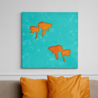 Goldfish Orange Silhouettes in Turquoise Water