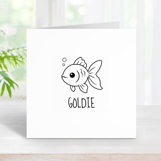 Goldfish Pet Custom Name 1x1 ラバースタンプ