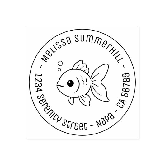 Goldfish Round Address ラバースタンプ (インプリント)