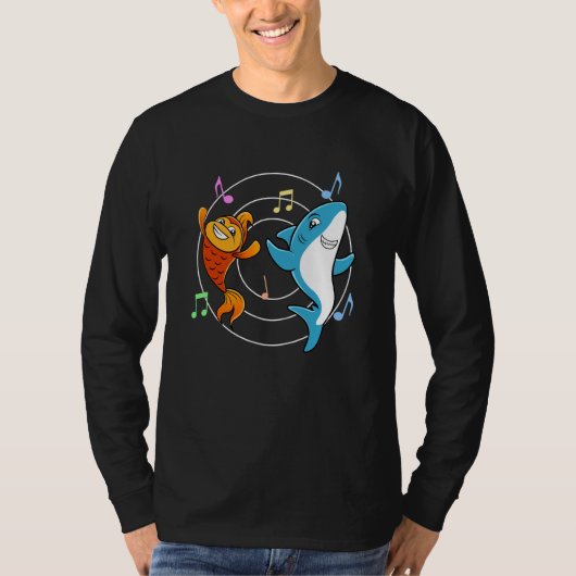 Goldfish Shark Dancing Cute Sea Animals Tシャツ (正面)