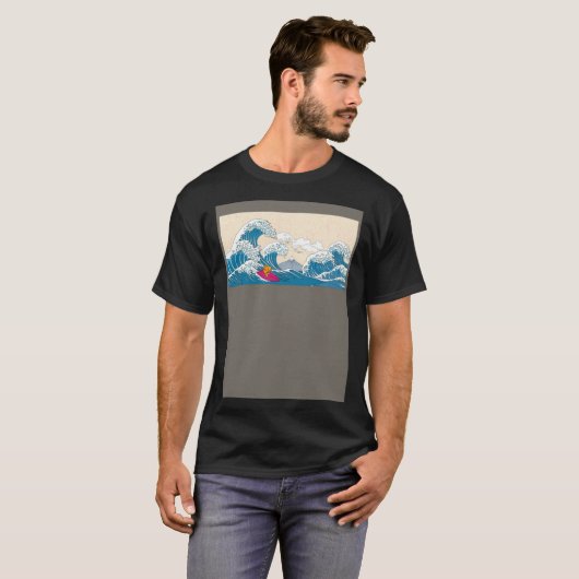 GoldFish Surfing Great Wave Off Kanagawa Surfer Tシャツ (正面フル)