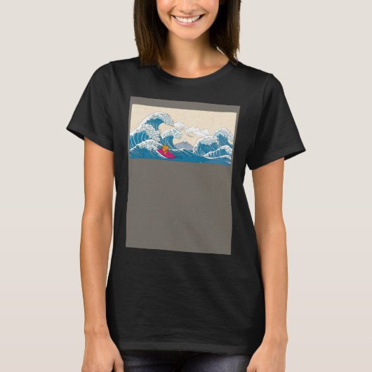 GoldFish Surfing Great Wave Off Kanagawa Surfer Tシャツ (正面)