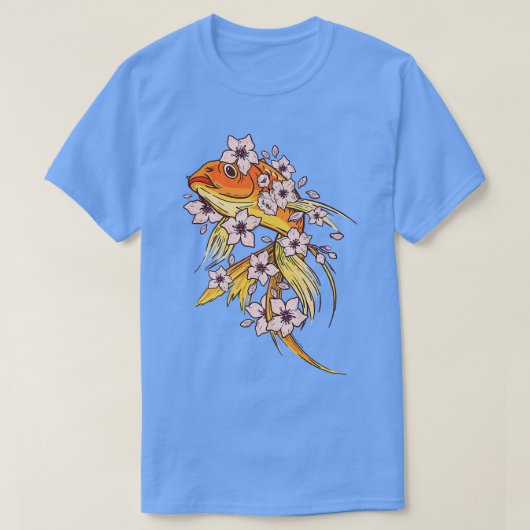 Goldfish with funny goldfish and cherry blossoms a tシャツ (デザイン正面)