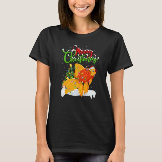 Goldfish Xmas Decorations Santa Goldfish Christma Tシャツ (正面)