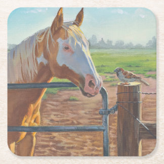 Goldieおよびすずめの馬の紙のコースター スクエアペーパーコースター