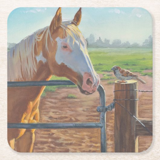 Goldieおよびすずめの馬の紙のコースター スクエアペーパーコースター (正面)