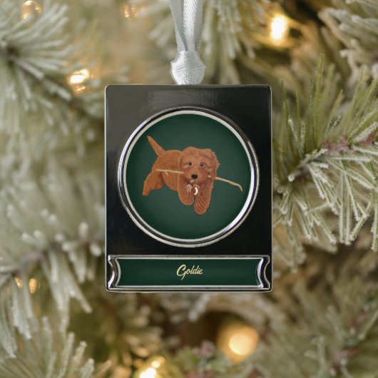 Goldie Doodle シルバープレートバナーオーナメント (ツリー)