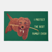 Goldie Golden Dog Green Doormat ドアマット (正面)
