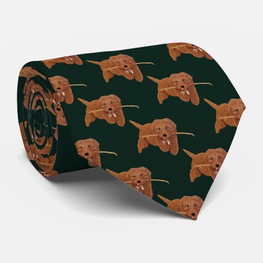 Goldie Golden Doodle Dark Green Neck Tie ネクタイ (ロール)