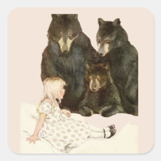Goldilocks & the 3 Bears Vintage Illustrations スクエアシール