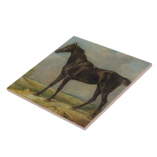 Goldingの巡査の黒い乗馬馬、c.1805-10 タイル (側面)