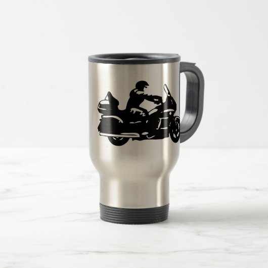 goldwingバイクもしくは自転車に乗る人のオートバイのmoto トラベルマグ (正面右)