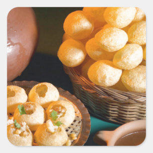 GOLE GAPPAY Panni Puriのインドの料理の軽食 スクエアシール
