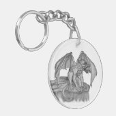 GOLEM – ガーゴイル白黒デザイン キーホルダー (正面左)