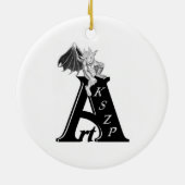 GOLEM – ガーゴイル白黒デザイン セラミックオーナメント (裏面)