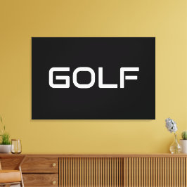 GOLF スタイリッシュ スポーティ モダン 白い文字の深い黒 キャンバスプリント
