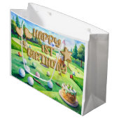 Golf 1 st Birthday for future golfer ラージペーパーバッグ (正面アングル)