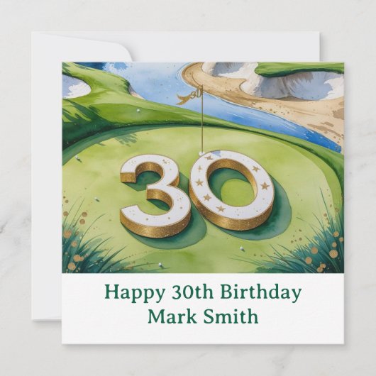 Golf 30th Birthday on golf course カード (正面)