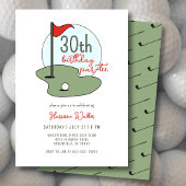 Golf 30th Birthday Party Hand Drawn Modern Green 招待状